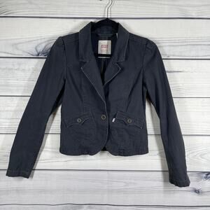 Levis Twill Blazer Cropped Jacket Black Womens Size Medium